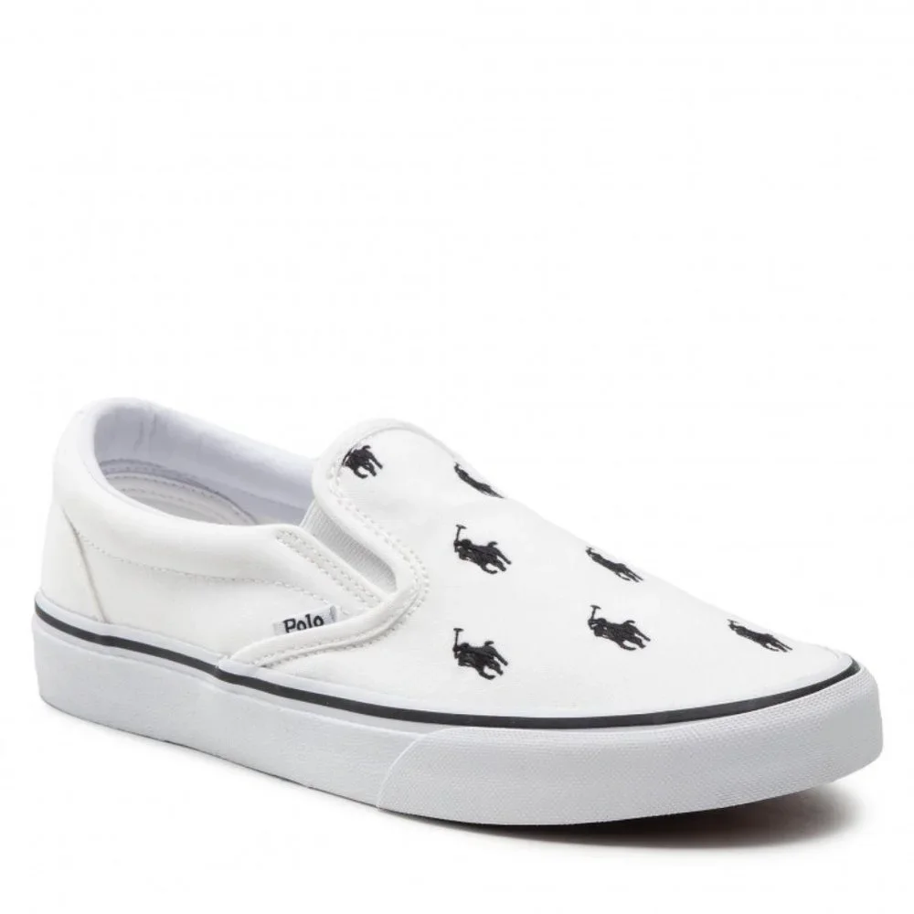 Polo Ralph Lauren Thompson White/Black Embroidered Recycled Canvas Pony Men NEW - Picture 2 of 8